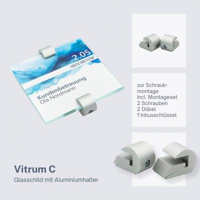 Tuerschild Vitrum C von Logistic Sign System Glasschild für Büro Beschilderung 150 150 mm